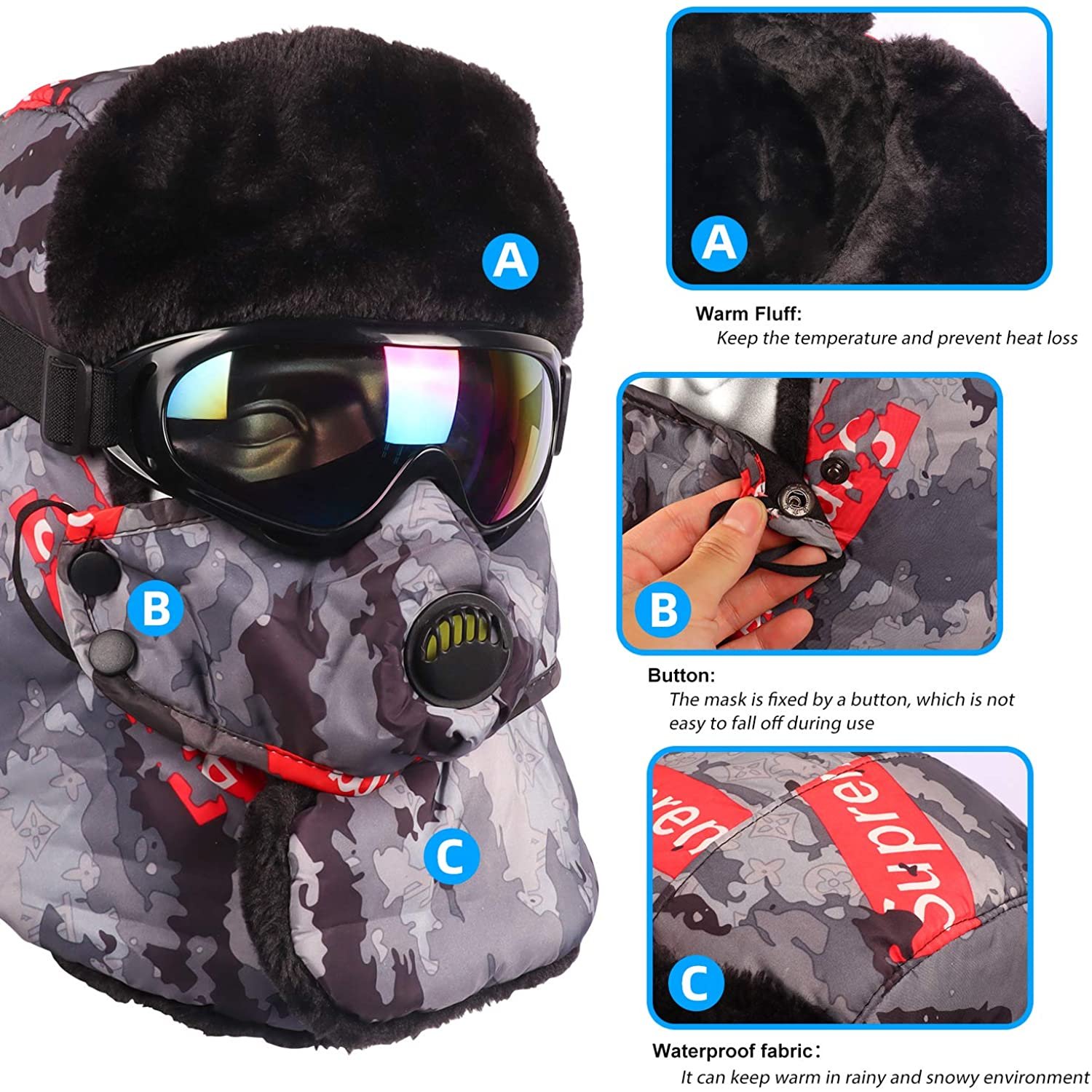 This All-In-One 'Winter Trapper Hat' Features A Mask, Scarf And Sunglasses